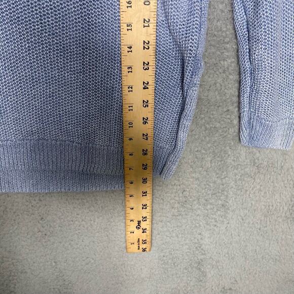 Polo Ralph Lauren womens linen knit blue sweater crewneck pullover side slit XL - Picture 4 of 7